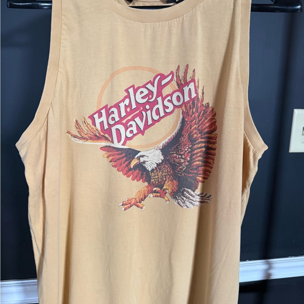 Harley-Davidson Yellow Tank Top with Eagle Graphic